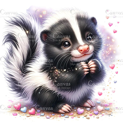 Watercolour Skunk, Baby Animals, Animal Clipart, Watercolor Animals, Animal Stickers, Summer Clipart, Fantasy Clipart