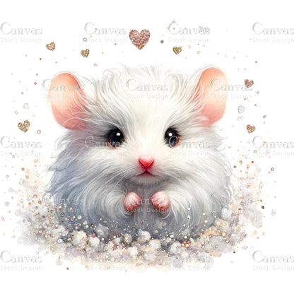 Watercolour White Mouse, Baby Animals, Animal Clipart, Watercolor Animals, Animal Stickers, Summer Clipart, Fantasy Clipart