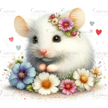 Watercolour White Mouse, Baby Animals, Animal Clipart, Watercolor Animals, Animal Stickers, Summer Clipart, Fantasy Clipart