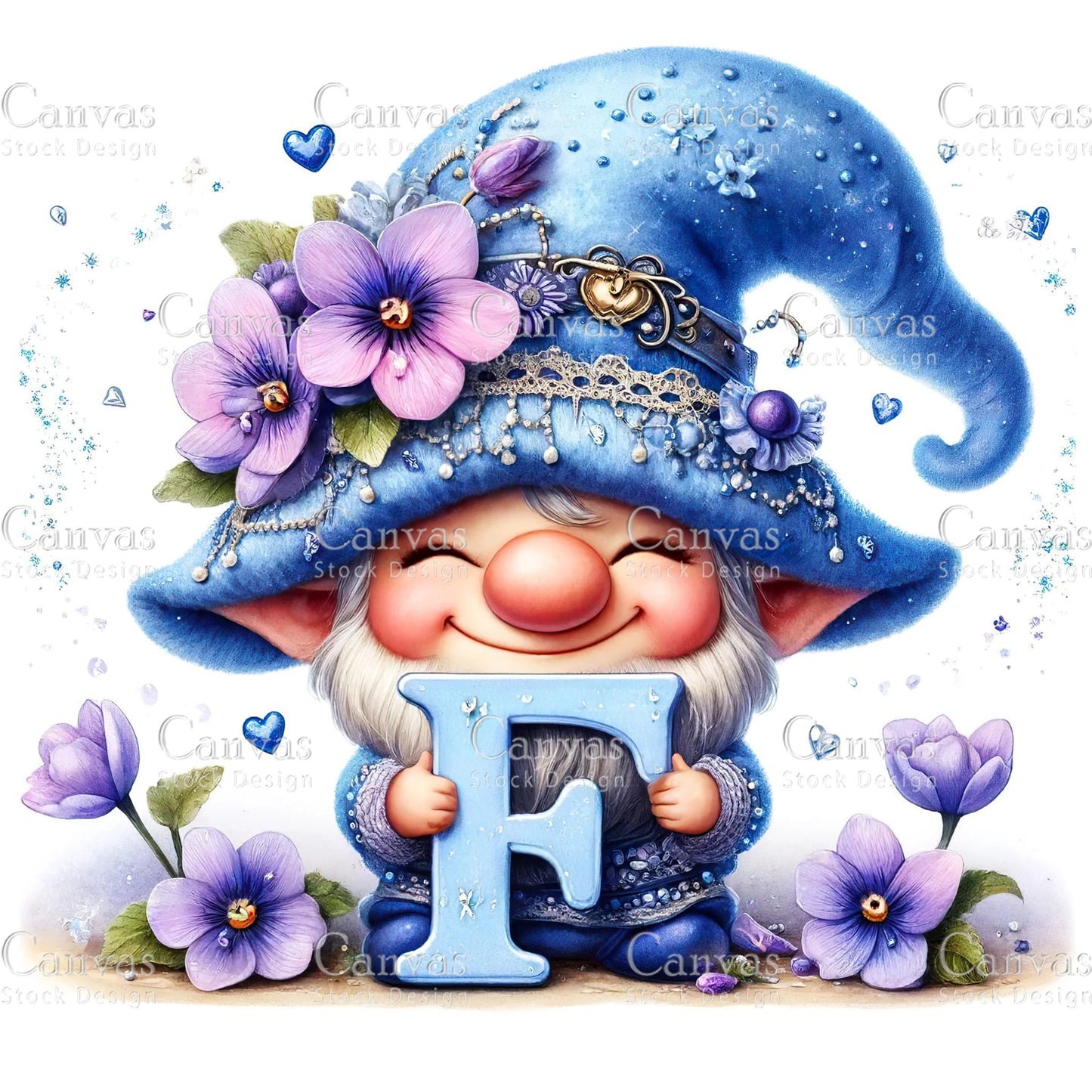 Watercolor Garden Gnome, Flower Gnome, Summer Gnome, Elf Clipart, Spring Clipart, Watercolour Clipart, Fantasy Clipart