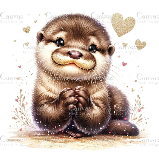 Watercolour Otter, Baby Animals, Animal Clipart, Watercolor Animals, Animal Stickers, Spring Clipart, Summer Clipart, Fantasy Clipart