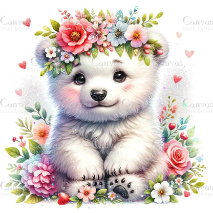 Watercolour Polar Bear, Baby Animals, Animal Clipart, Watercolor Animals, Animal Stickers, Summer Clipart, Fantasy Clipart