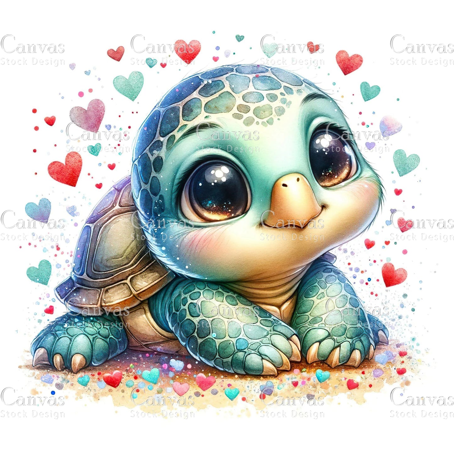 Watercolour Turtle, Baby Animals, Animal Clipart, Watercolor Animals, Animal Stickers, Summer Clipart, Fantasy Clipart