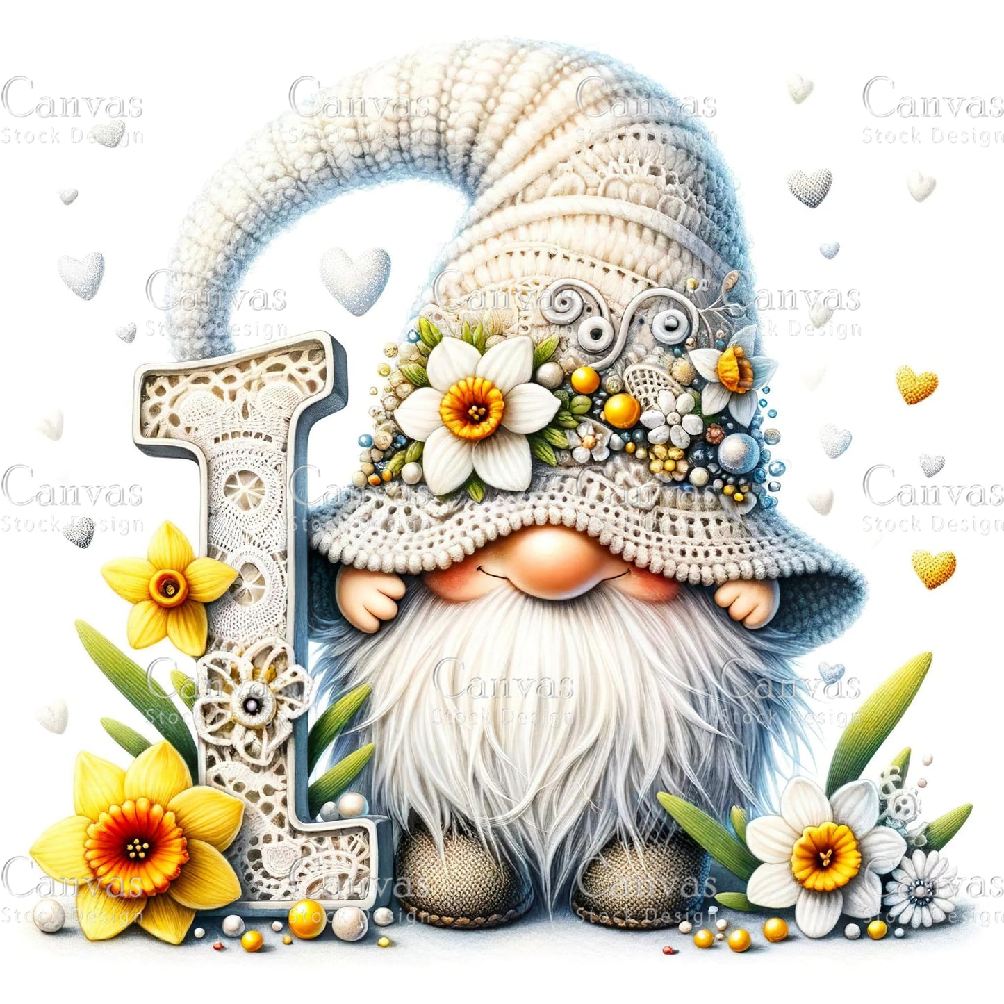 Watercolor Garden Gnome, Flower Gnome, Summer Gnome, Elf Clipart, Spring Clipart, Watercolour Clipart, Fantasy Clipart