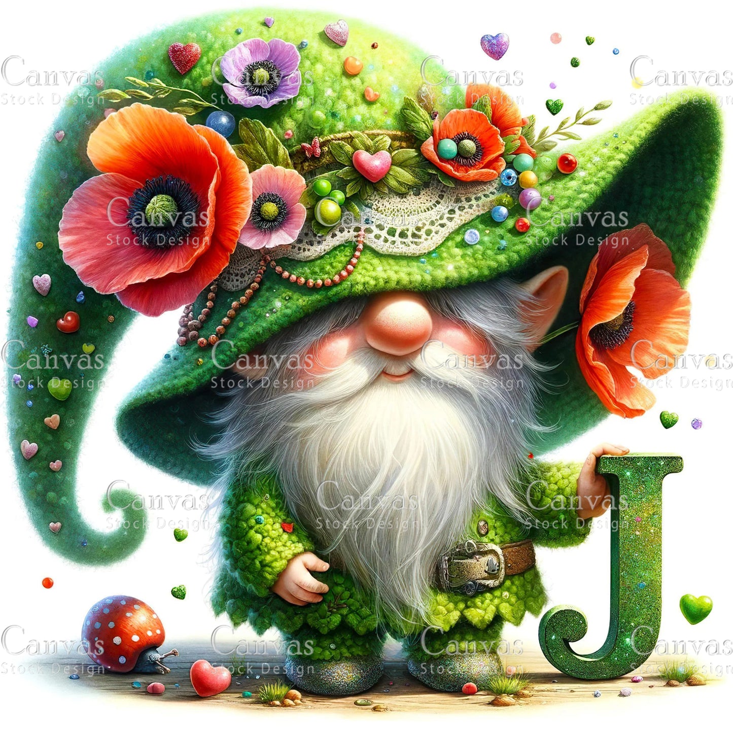 Watercolor Garden Gnome, Flower Gnome, Summer Gnome, Elf Clipart, Spring Clipart, Watercolour Clipart, Fantasy Clipart