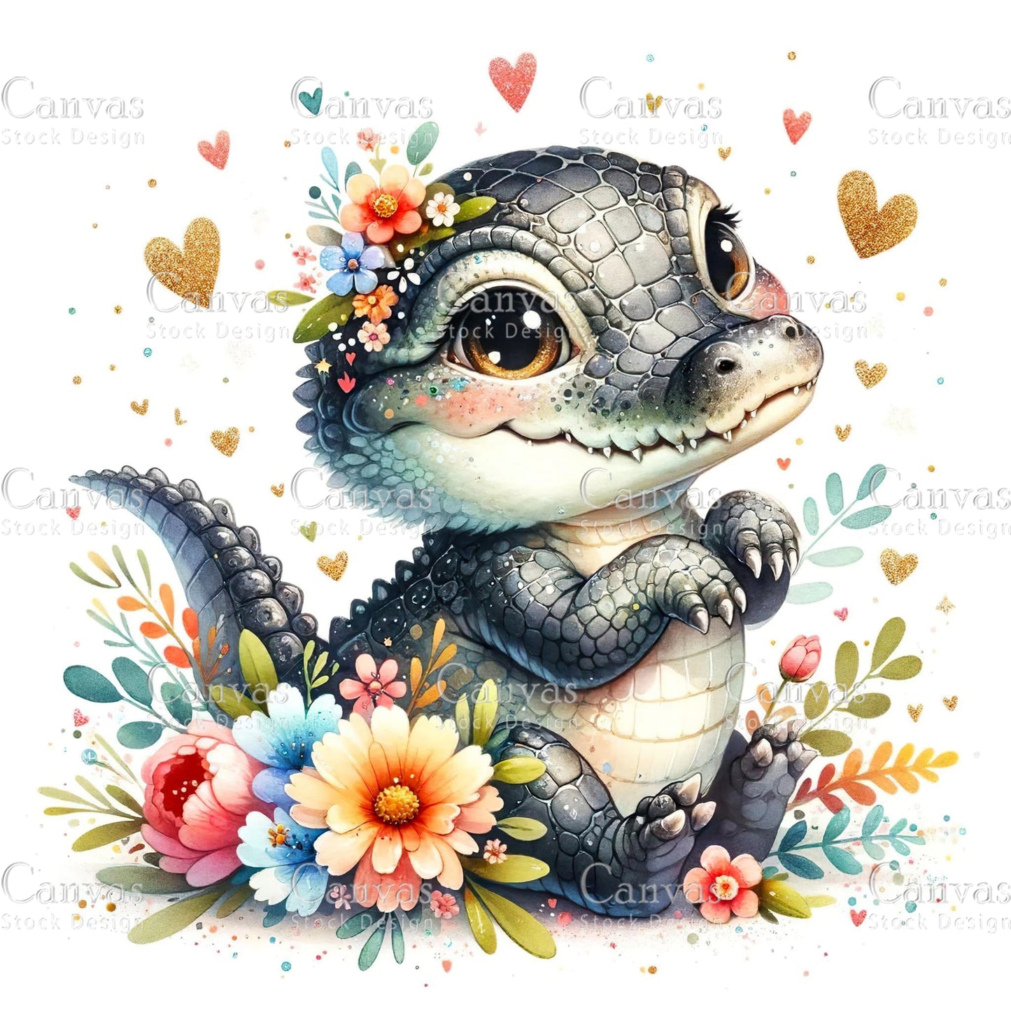 Watercolour Crocodile, Baby Animals, Animal Clipart, Watercolor Animals, Animal Stickers, Summer Clipart, Fantasy Clipart