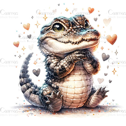 Watercolour Crocodile, Baby Animals, Animal Clipart, Watercolor Animals, Animal Stickers, Summer Clipart, Fantasy Clipart