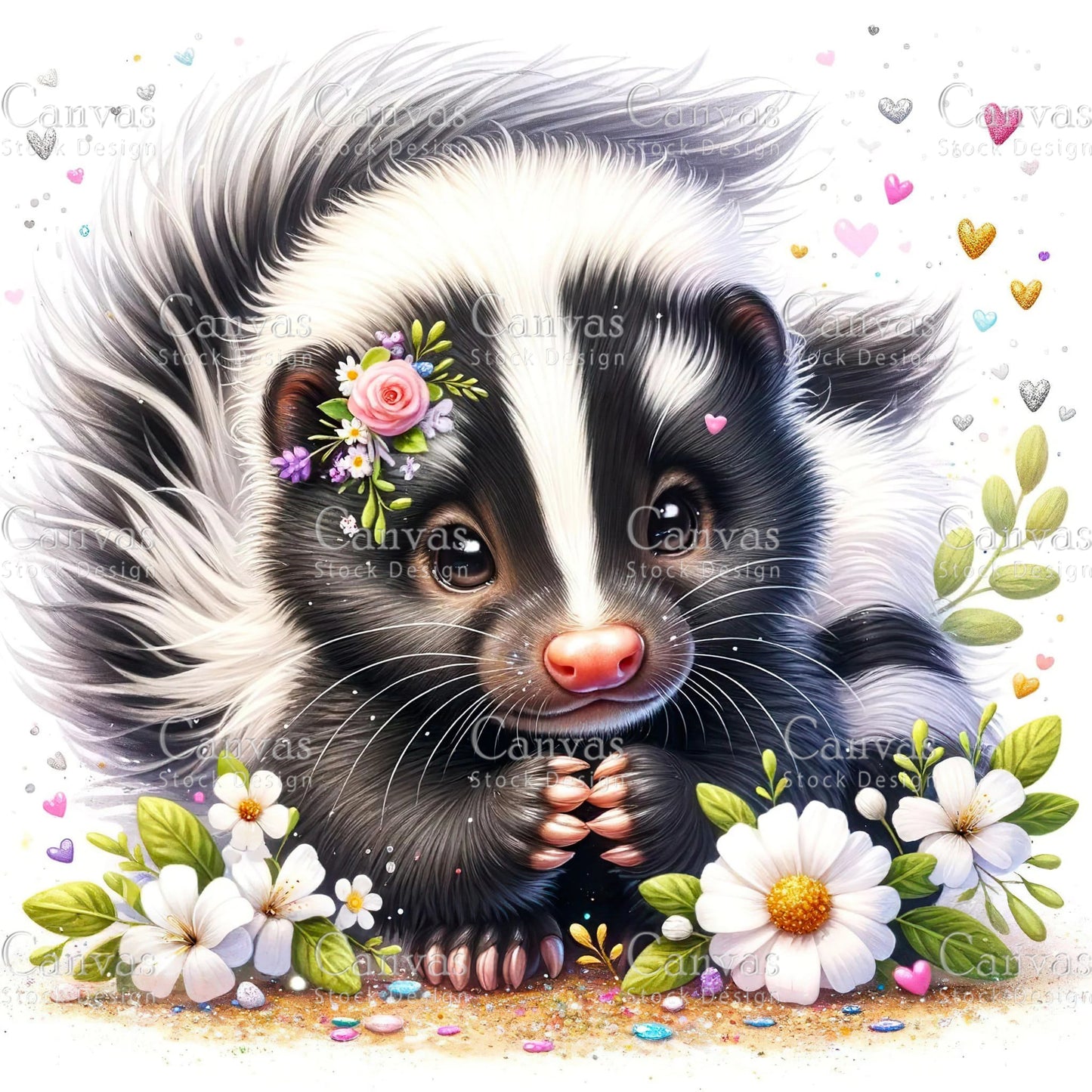 Watercolour Skunk, Baby Animals, Animal Clipart, Watercolor Animals, Animal Stickers, Summer Clipart, Fantasy Clipart