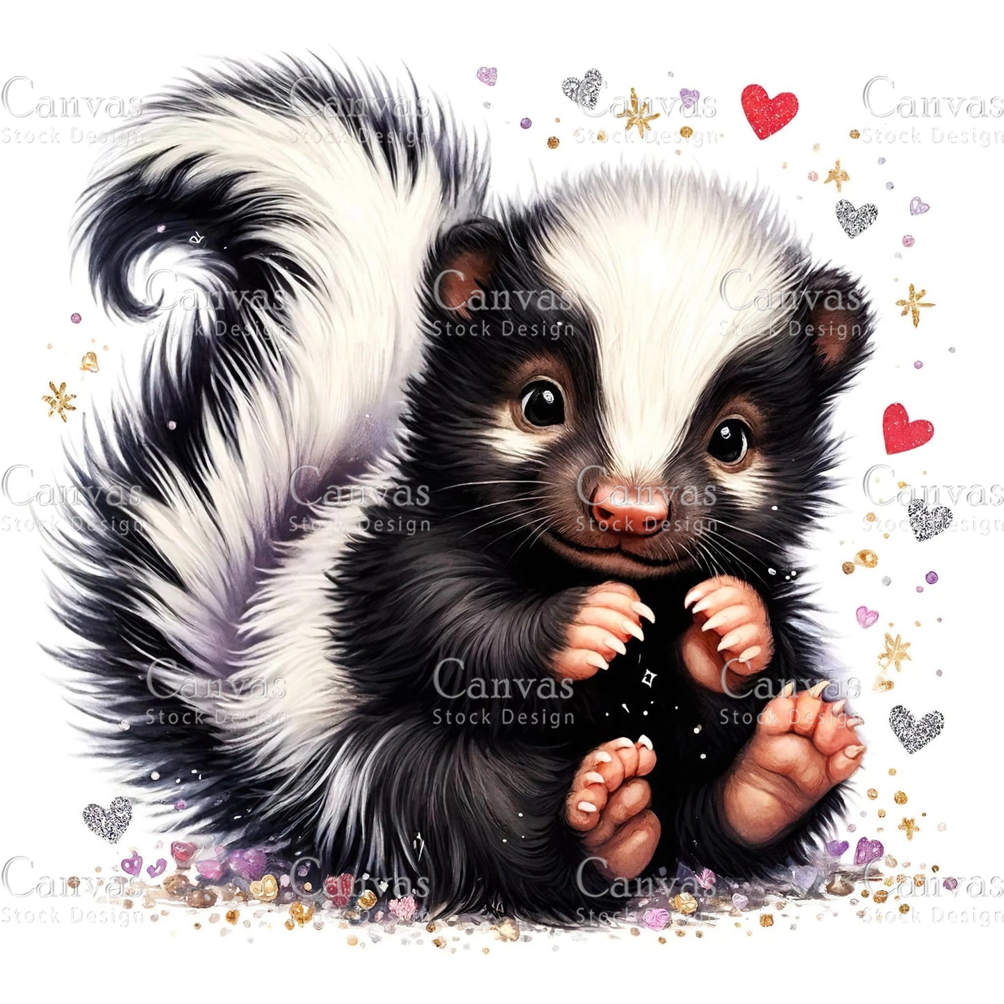 Watercolour Skunk, Baby Animals, Animal Clipart, Watercolor Animals, Animal Stickers, Summer Clipart, Fantasy Clipart