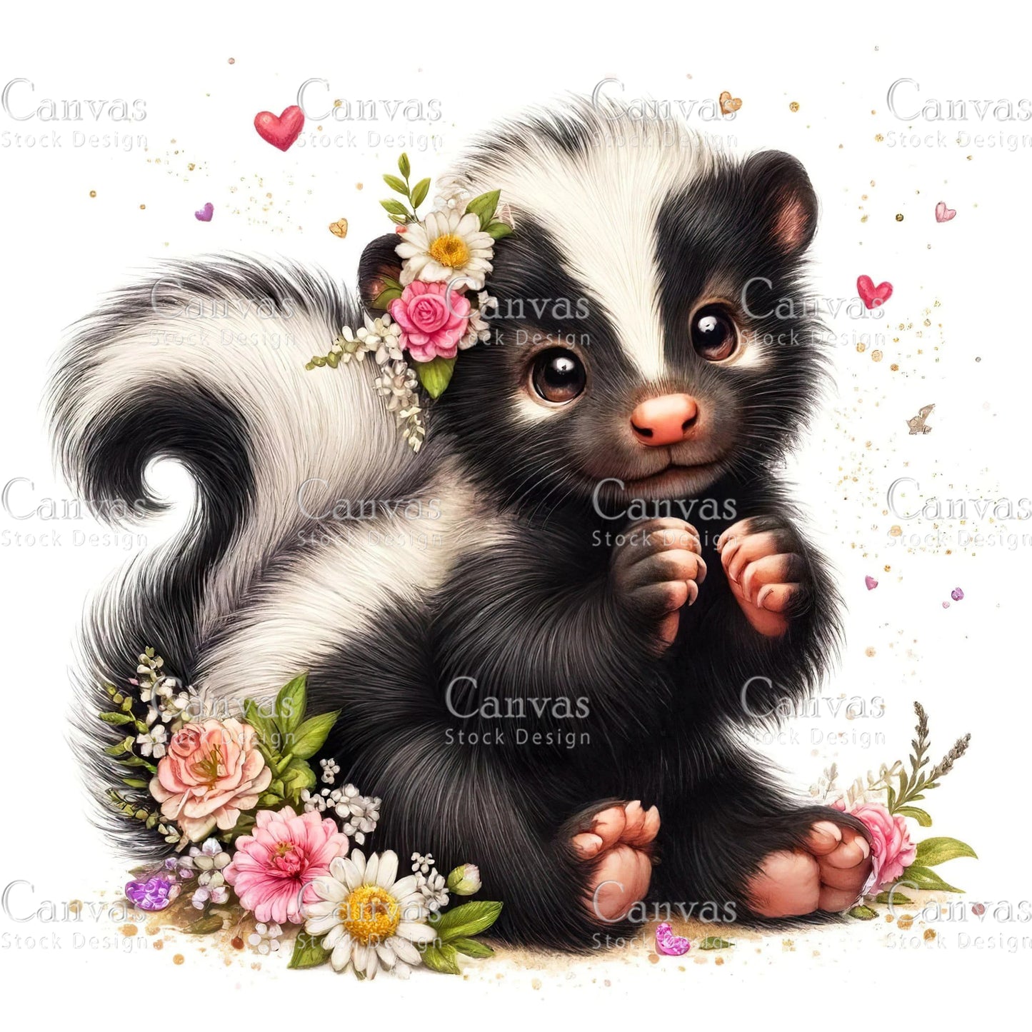 Watercolour Skunk, Baby Animals, Animal Clipart, Watercolor Animals, Animal Stickers, Summer Clipart, Fantasy Clipart