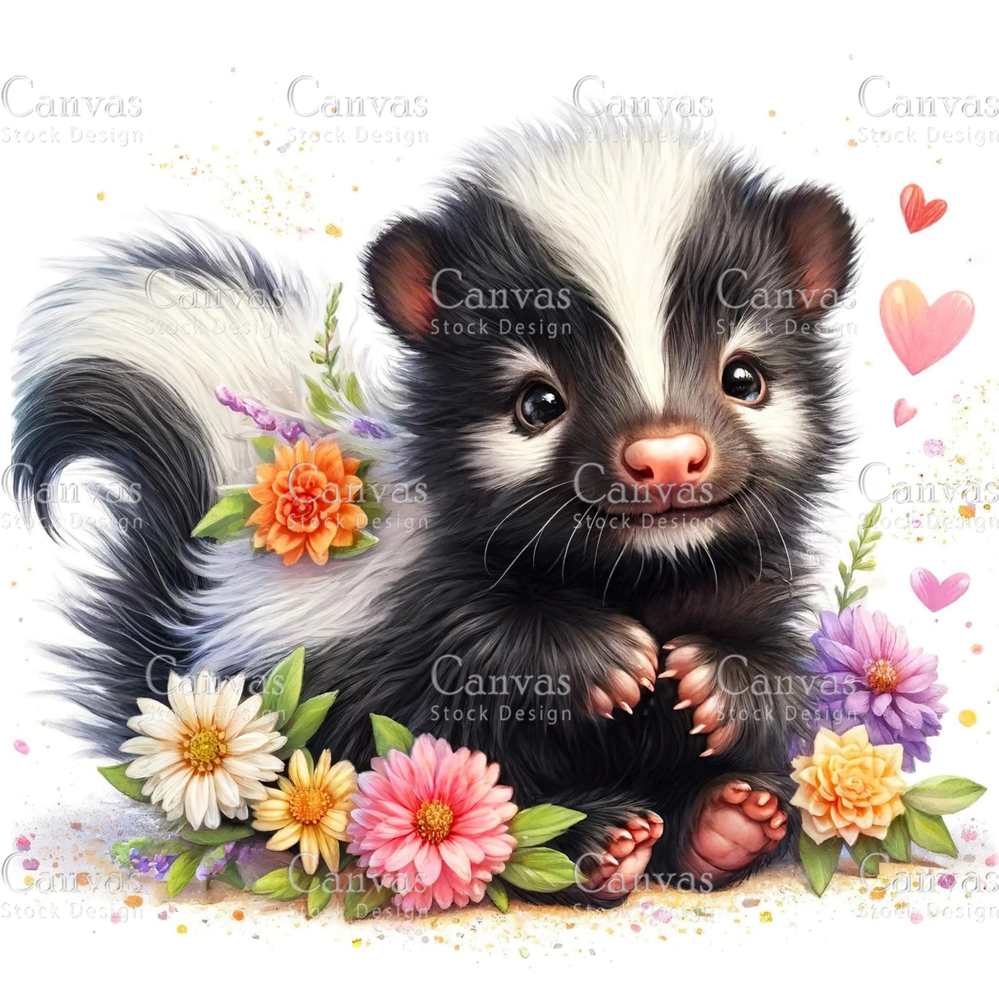 Watercolour Skunk, Baby Animals, Animal Clipart, Watercolor Animals, Animal Stickers, Summer Clipart, Fantasy Clipart