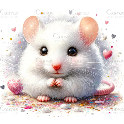 Watercolour White Mouse, Baby Animals, Animal Clipart, Watercolor Animals, Animal Stickers, Summer Clipart, Fantasy Clipart