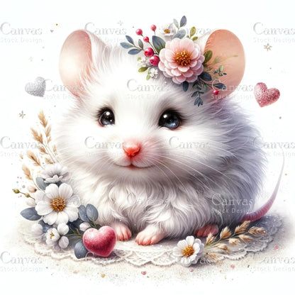 Watercolour White Mouse, Baby Animals, Animal Clipart, Watercolor Animals, Animal Stickers, Summer Clipart, Fantasy Clipart