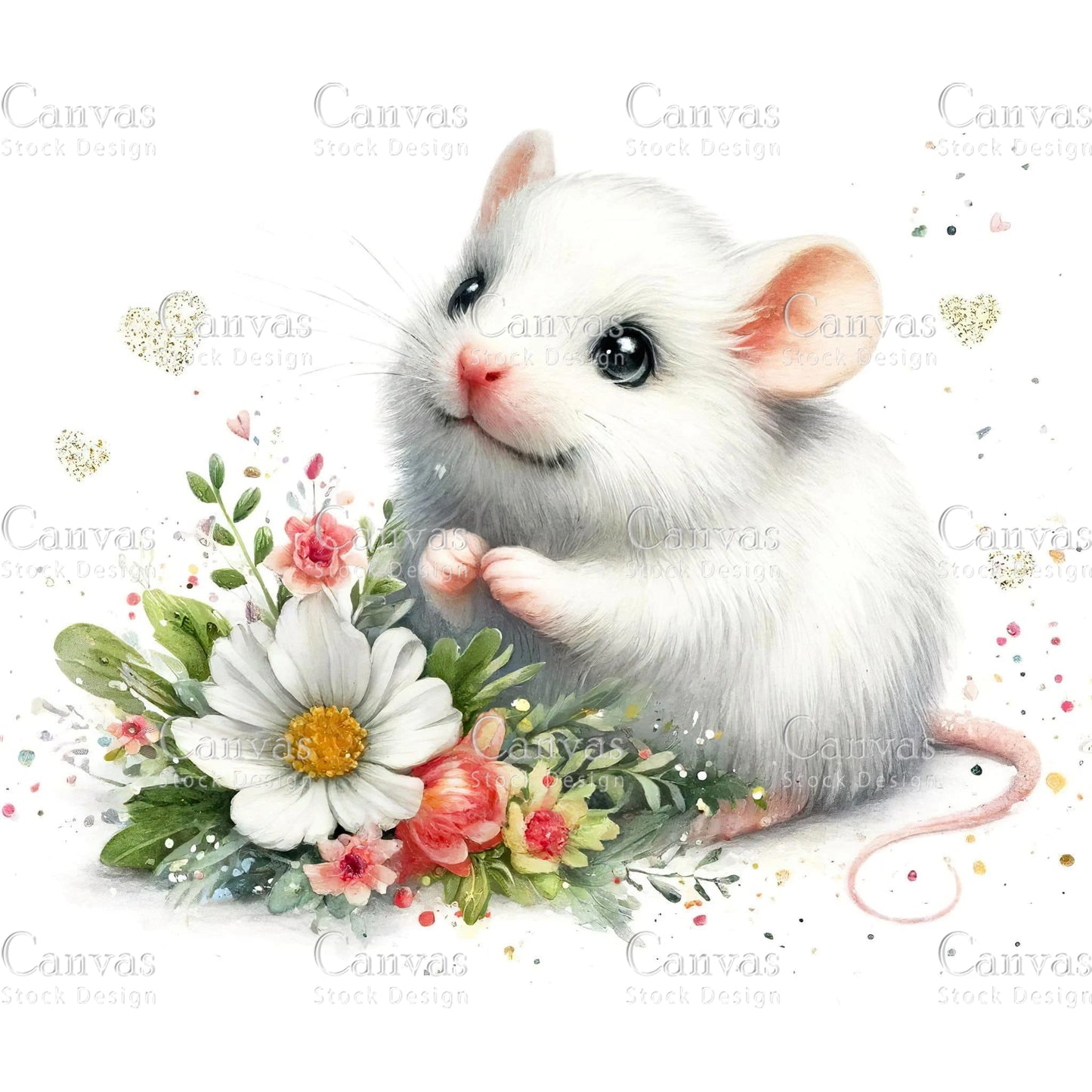 Watercolour White Mouse, Baby Animals, Animal Clipart, Watercolor Animals, Animal Stickers, Summer Clipart, Fantasy Clipart