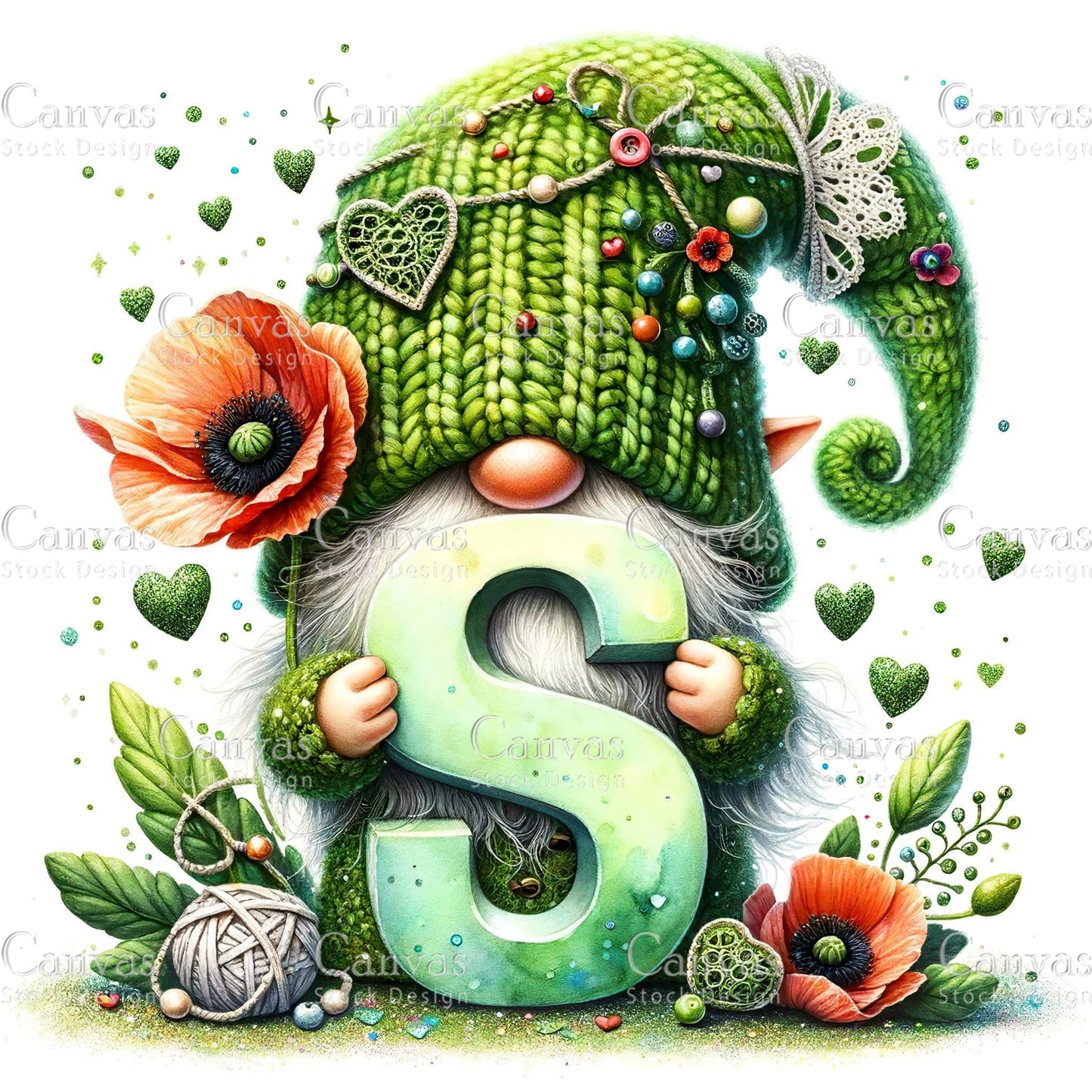 Watercolor Garden Gnome, Flower Gnome, Summer Gnome, Elf Clipart, Spring Clipart, Watercolour Clipart, Fantasy Clipart