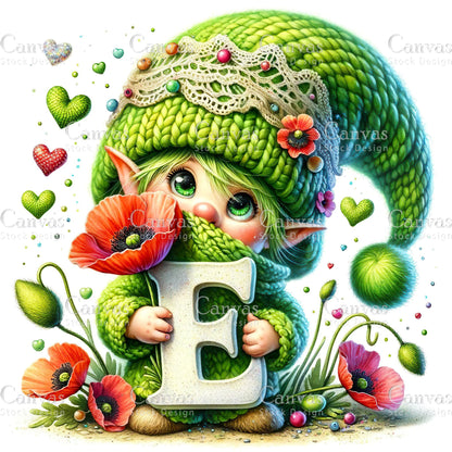 Watercolor Garden Gnome, Flower Gnome, Summer Gnome, Elf Clipart, Spring Clipart, Watercolour Clipart, Fantasy Clipart