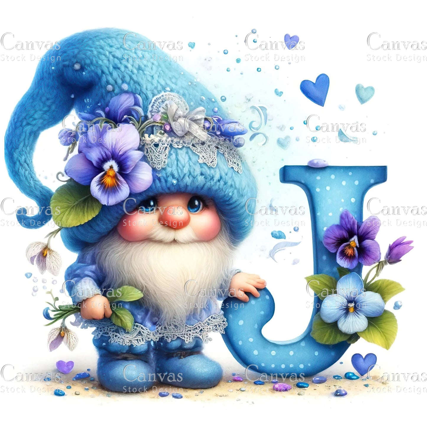 Watercolor Garden Gnome, Flower Gnome, Summer Gnome, Elf Clipart, Spring Clipart, Watercolour Clipart, Fantasy Clipart