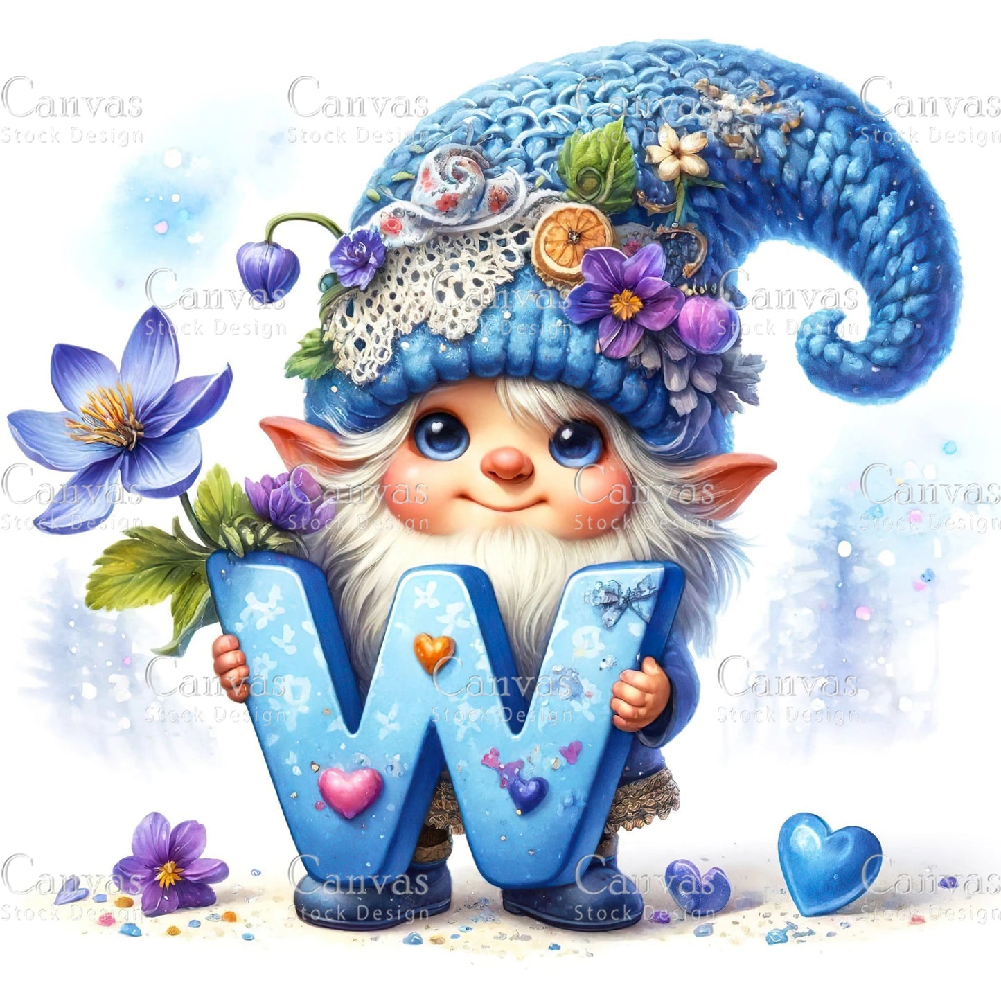 Watercolor Garden Gnome, Flower Gnome, Summer Gnome, Elf Clipart, Spring Clipart, Watercolour Clipart, Fantasy Clipart