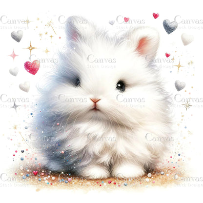 Watercolour White Rabbit, Baby Animals, Animal Clipart, Watercolor Animals, Animal Stickers, Summer Clipart, Fantasy Clipart