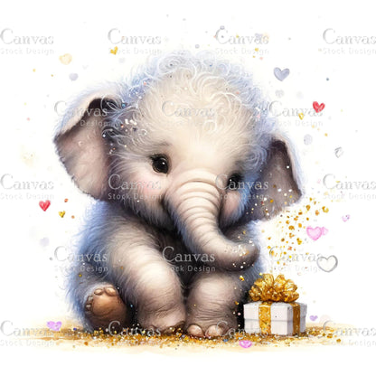 Watercolour Elephant Clipart, Baby Animals, Animal Clipart, Watercolor Animals, Animal Stickers, Summer Clipart, Fantasy Clipart