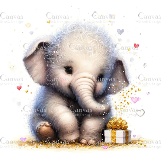 Watercolour Elephant Clipart, Baby Animals, Animal Clipart, Watercolor Animals, Animal Stickers, Summer Clipart, Fantasy Clipart