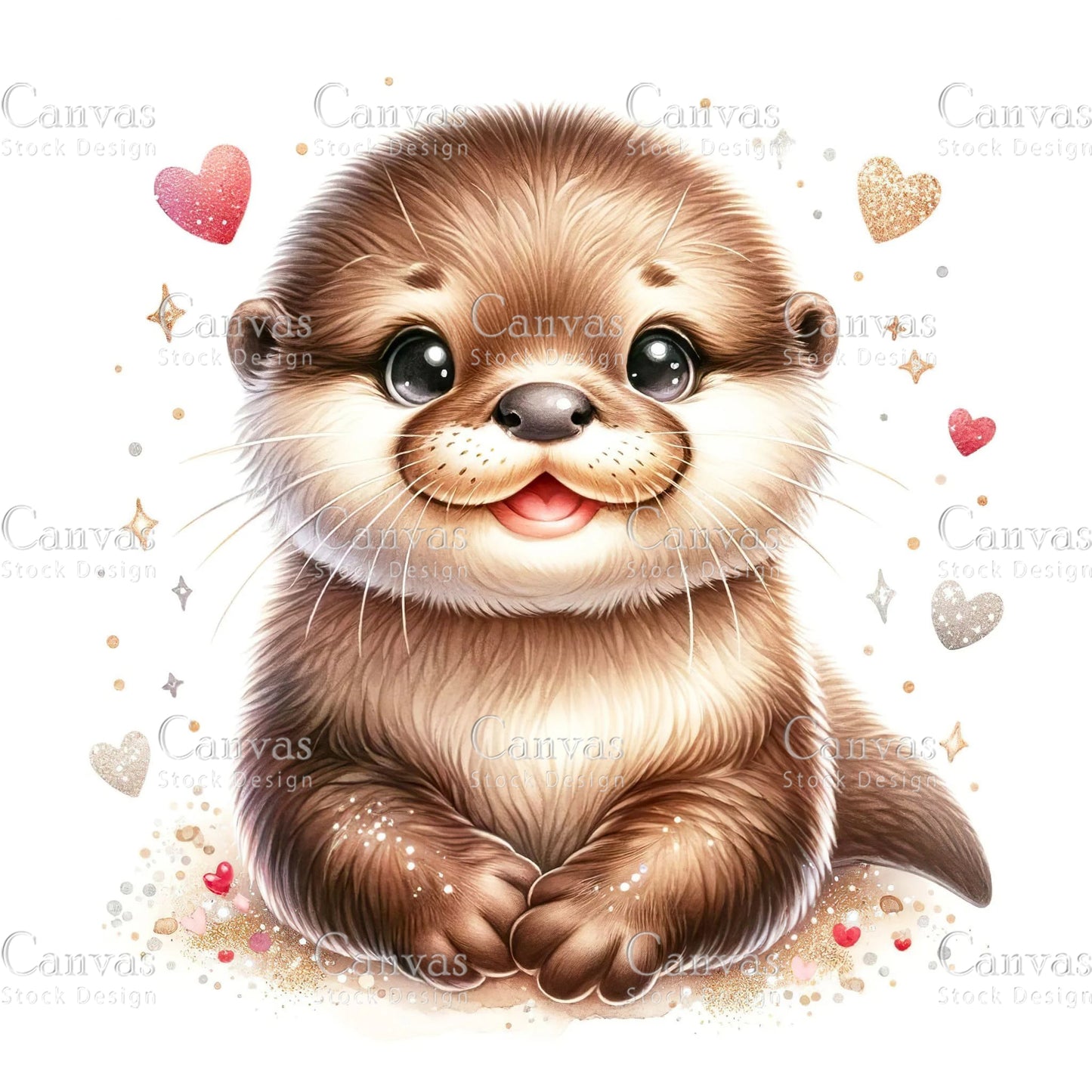 Watercolour Otter Clipart, Baby Animals, Animal Clipart, Watercolor Animals, Animal Stickers, Summer Clipart, Fantasy Clipart