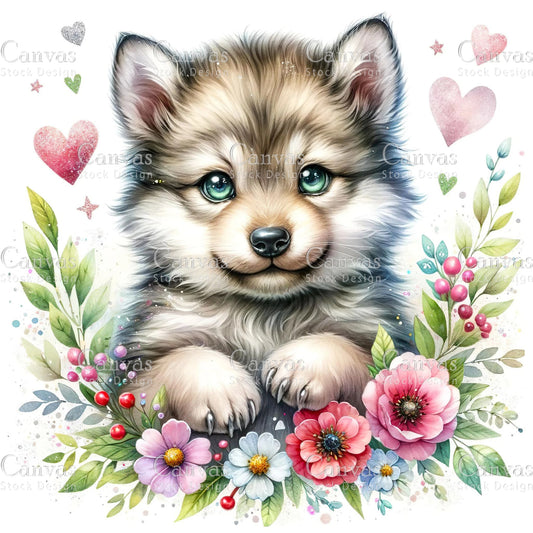 Watercolour Wolf Clipart, Baby Animals, Animal Clipart, Watercolor Animals, Animal Stickers, Summer Clipart, Fantasy Clipart