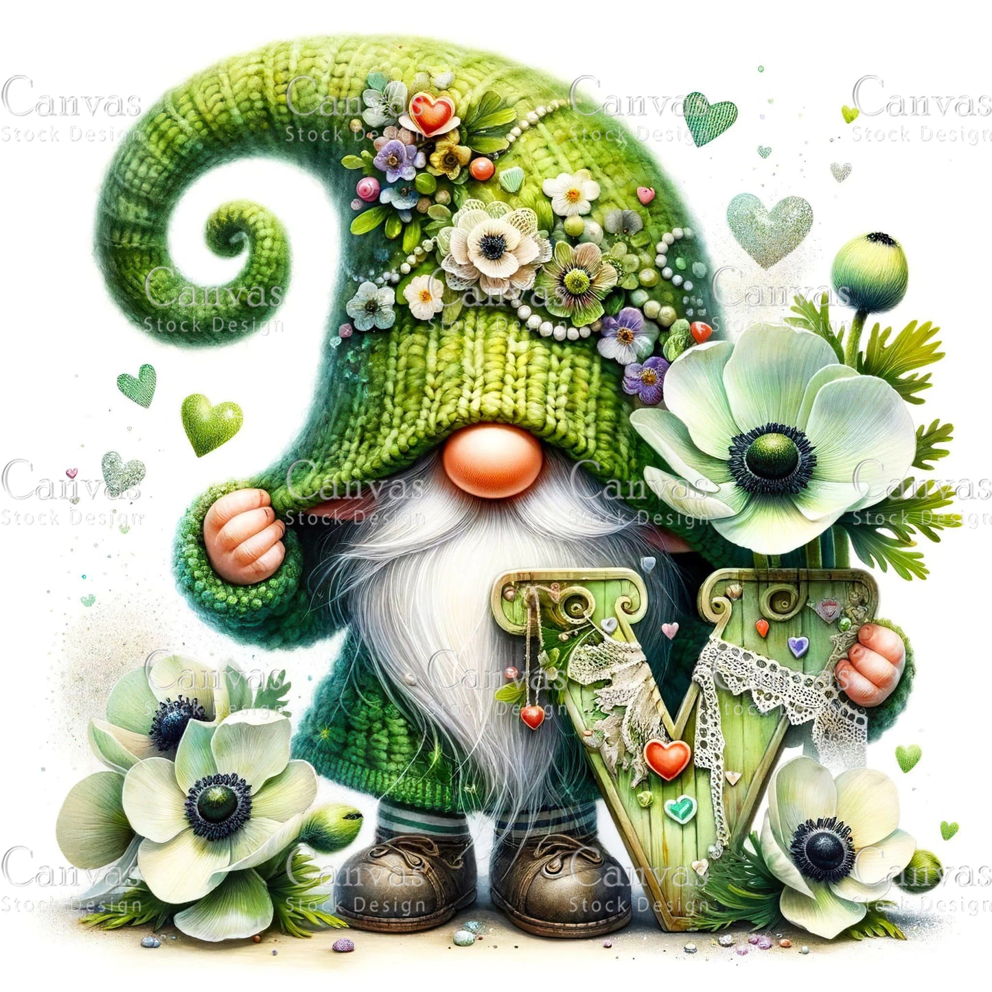 Watercolor Garden Gnome, Flower Gnome, Summer Gnome, Elf Clipart, Spring Clipart, Watercolour Clipart, Fantasy Clipart