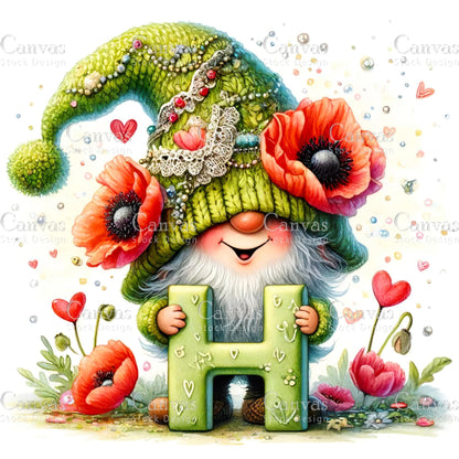 Watercolor Garden Gnome, Flower Gnome, Summer Gnome, Elf Clipart, Spring Clipart, Watercolour Clipart, Fantasy Clipart