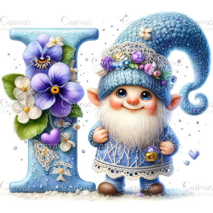 Watercolor Garden Gnome, Flower Gnome, Summer Gnome, Elf Clipart, Spring Clipart, Watercolour Clipart, Fantasy Clipart