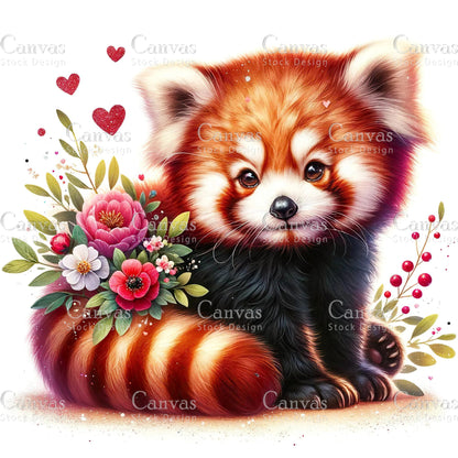 Watercolour Red Panda Clipart, Baby Animals, Animal Clipart, Watercolor Animals, Animal Stickers, Summer Clipart, Fantasy Clipart