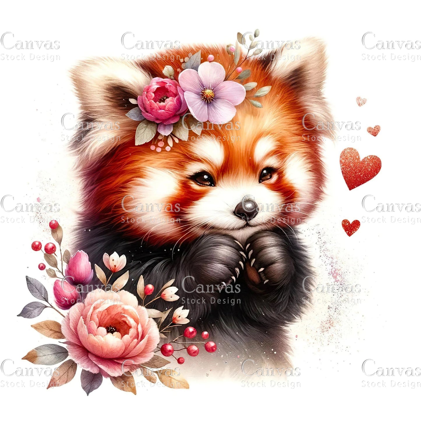 Watercolour Red Panda Clipart, Baby Animals, Animal Clipart, Watercolor Animals, Animal Stickers, Summer Clipart, Fantasy Clipart