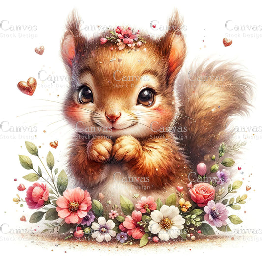 Watercolour Squirrel, Spring Clipart, Summer Clipart, Animal Clipart, Watercolor Animals, Animal Stickers, Fantasy Clipart