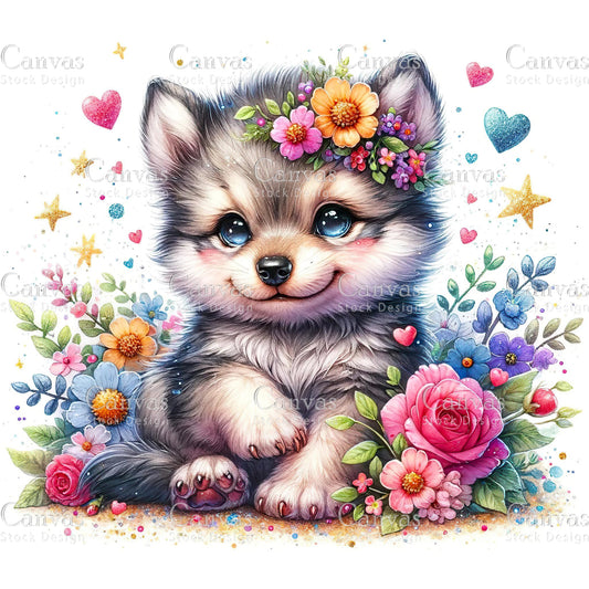 Watercolour Wolf Clipart, Baby Animals, Animal Clipart, Watercolor Animals, Animal Stickers, Summer Clipart, Fantasy Clipart