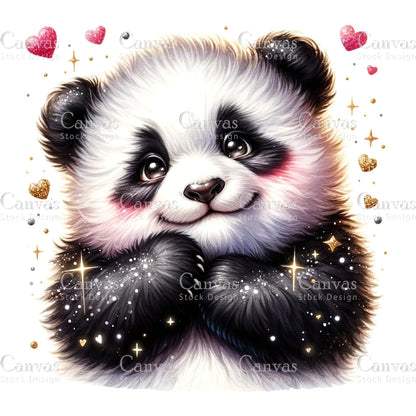 Watercolour Panda, Baby Animals, Animal Clipart, Watercolor Animals, Animal Stickers, Spring Clipart, Summer Clipart, Fantasy Clipart