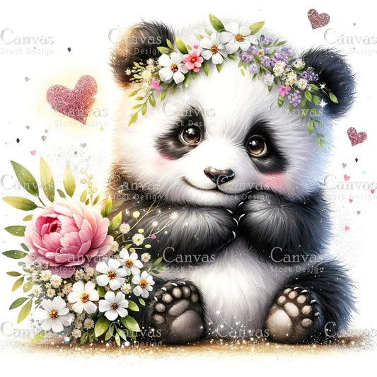 Watercolour Panda, Baby Animals, Animal Clipart, Watercolor Animals, Animal Stickers, Spring Clipart, Summer Clipart, Fantasy Clipart