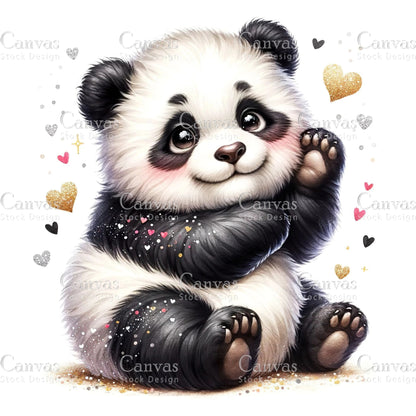 Watercolour Panda, Baby Animals, Animal Clipart, Watercolor Animals, Animal Stickers, Spring Clipart, Summer Clipart, Fantasy Clipart