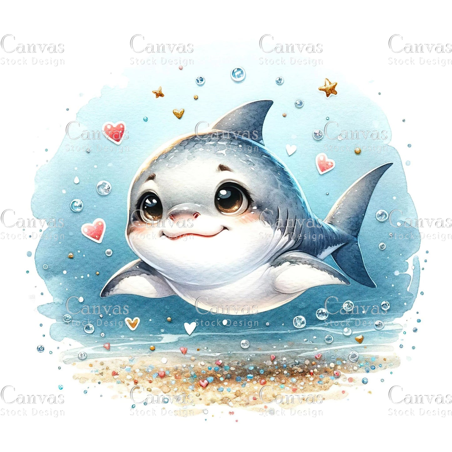 Watercolour Shark, Baby Animals, Animal Clipart, Watercolor Animals, Animal Stickers, Spring Clipart, Summer Clipart, Fantasy Clipart