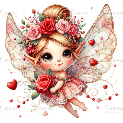 Watercolor Valentines fairy clipart, Spring clipart, Fairy printables, Fantasy clipart, Valentines crafts, Valentines clipart