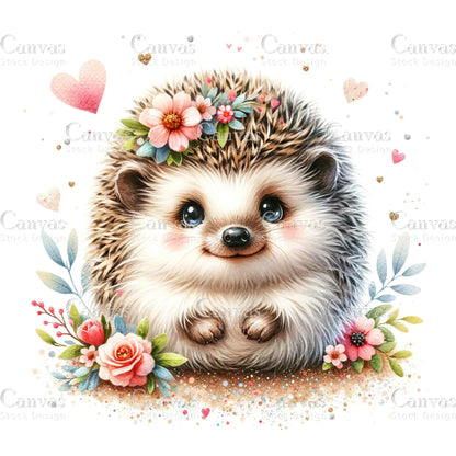 Watercolour Hedgehog, Baby Animals, Animal Clipart, Watercolor Animals, Animal Stickers, Summer Clipart, Fantasy Clipart