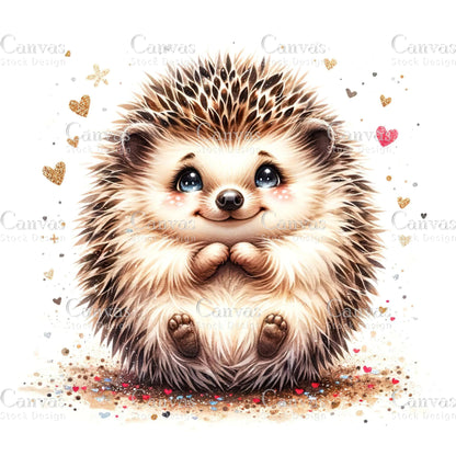 Watercolour Hedgehog, Baby Animals, Animal Clipart, Watercolor Animals, Animal Stickers, Summer Clipart, Fantasy Clipart