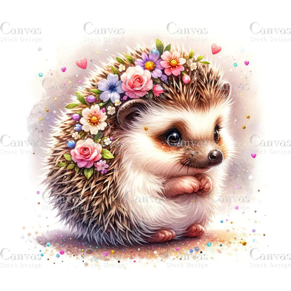 Watercolour Hedgehog, Baby Animals, Animal Clipart, Watercolor Animals, Animal Stickers, Summer Clipart, Fantasy Clipart