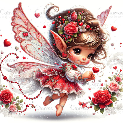 Watercolor Valentines fairy clipart, Spring clipart, Fairy printables, Fantasy clipart, Valentines crafts, Valentines clipart