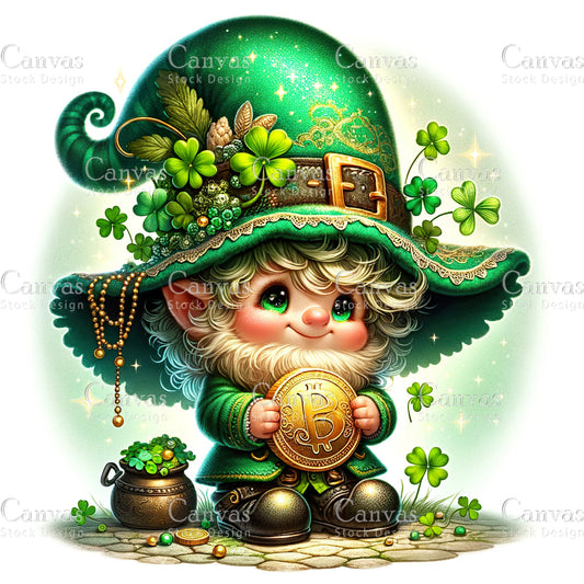 Watercolor St. Patrick's Day gnome, Spring clipart, Watercolour clipart, St. Patrick's Day printable, St. Patrick's Day crafts