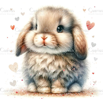 Watercolour White Rabbit, Baby Animals, Animal Clipart, Watercolor Animals, Animal Stickers, Summer Clipart, Fantasy Clipart