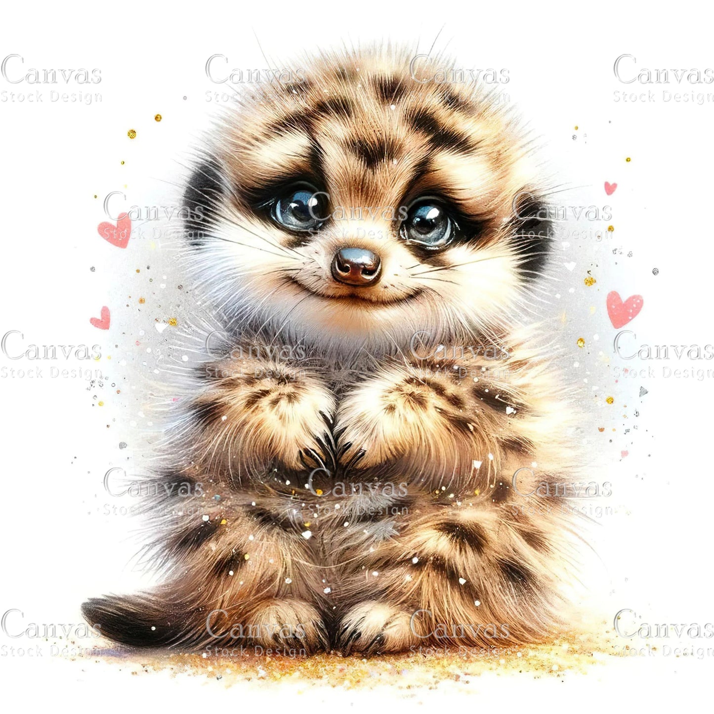 Watercolour Meerkat, Baby Animals, Animal Clipart, Watercolor Animals, Animal Stickers, Summer Clipart, Fantasy Clipart