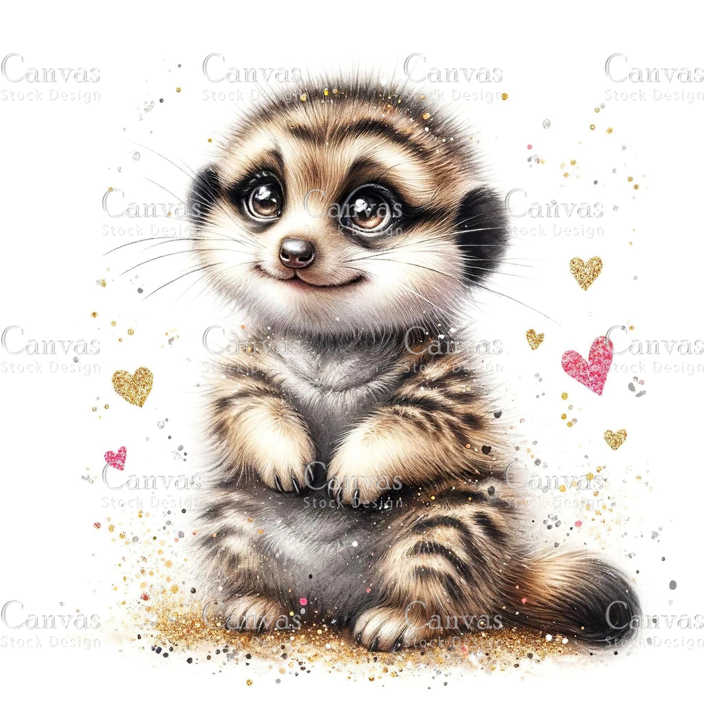 Watercolour Meerkat, Baby Animals, Animal Clipart, Watercolor Animals, Animal Stickers, Summer Clipart, Fantasy Clipart