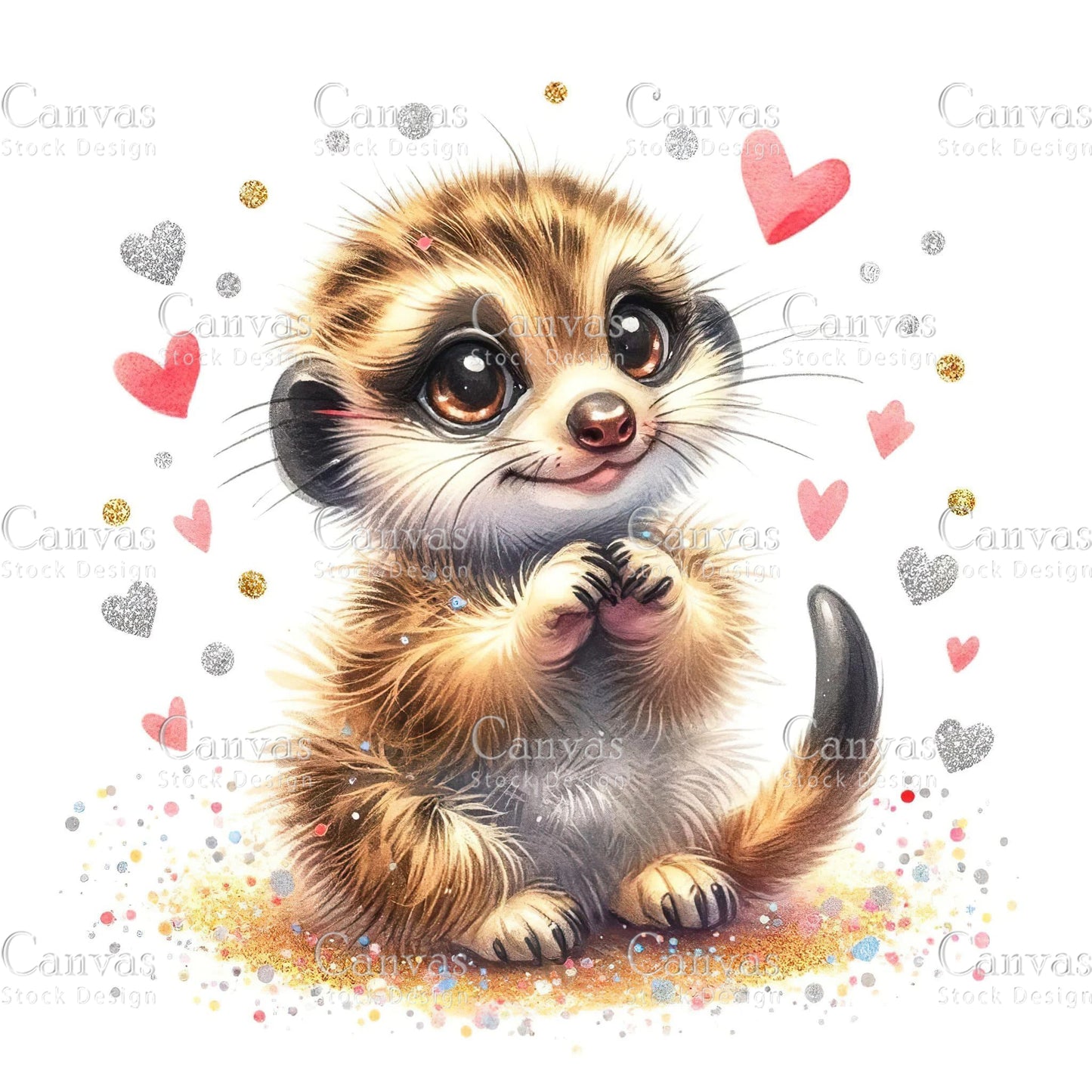 Watercolour Meerkat, Baby Animals, Animal Clipart, Watercolor Animals, Animal Stickers, Summer Clipart, Fantasy Clipart