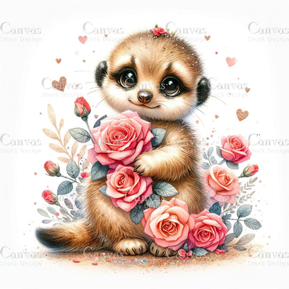 Watercolour Meerkat, Baby Animals, Animal Clipart, Watercolor Animals, Animal Stickers, Summer Clipart, Fantasy Clipart