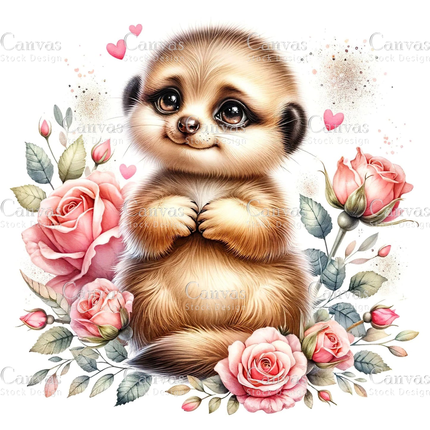 Watercolour Meerkat, Baby Animals, Animal Clipart, Watercolor Animals, Animal Stickers, Summer Clipart, Fantasy Clipart